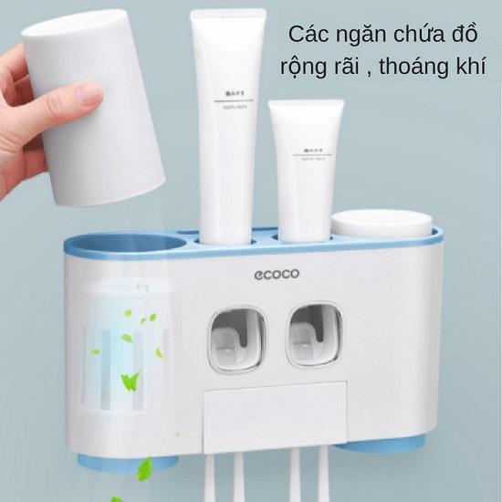 Bộ 2 thiết bị nhả kem đánh răng tự động kèm 4 cốc Ecoco, Dụng cụ nặn kem đánh răng tự động, bo 2 thiet bi nha kem danh rang tu dong kem 4 coc Ecoco, dung cu nan kem danh rang tu dong
