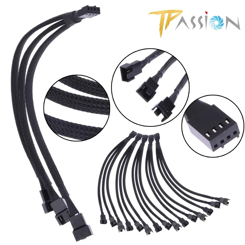 [HCM]Dây cáp hub chia nguồn fan 1 ra 2 3 4 5 10 cổng 4pin điều tốc PWM - Mở rộng chân cắm fan case dây bọc lưới siêu bền - Hub 1 ra 5