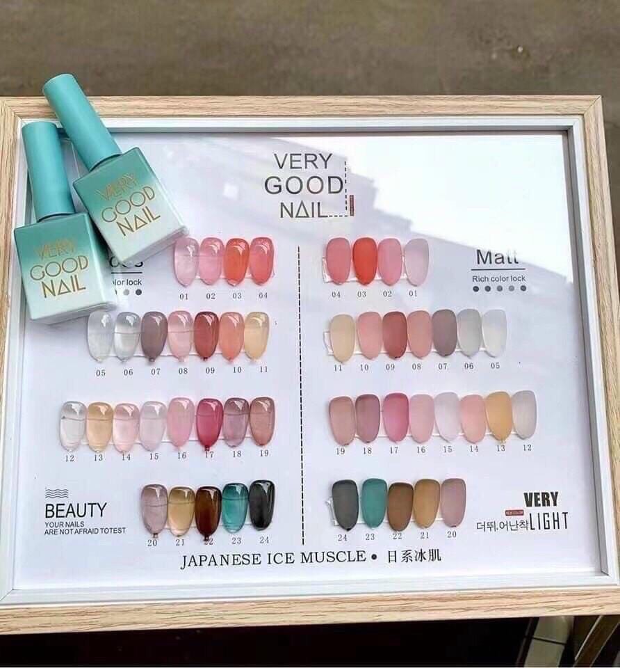 Set sơn gel thạch 24 màu Very Good Nail chai xanh chính hãng 15ml  tặng