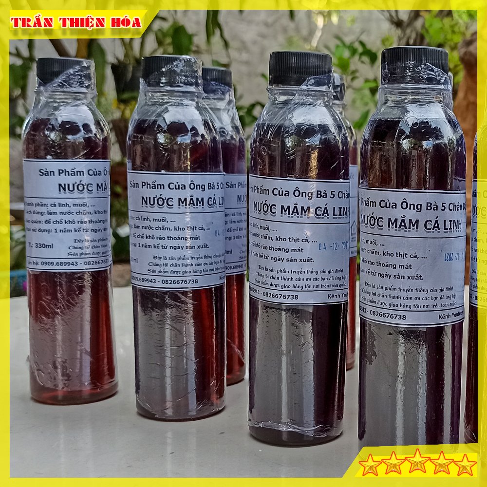 Chai nước mắm cá linh nấu nhà truyền thống thơm ngon