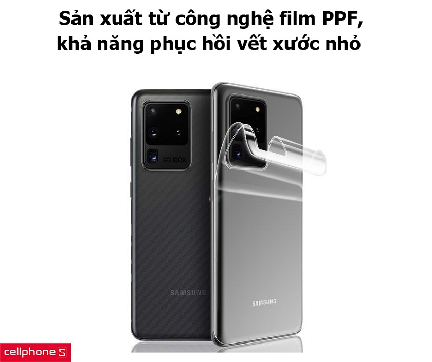 Miếng dán ppf mặt sau cho samsung galaxy s20 ultra, dán lưng samsung