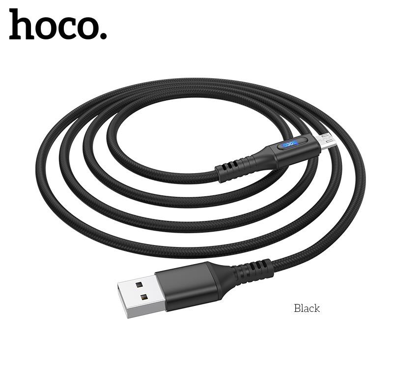 Cáp sạc nhanh và truyền dữ liệu Micro USB Hoco U79 hỗ trợ sạc nhanh 2.4Atự ngắt sạc khi đầy pin tích hợp đèn báo ngay chuôi sạc chống gãy gập chiều dài 1.2m