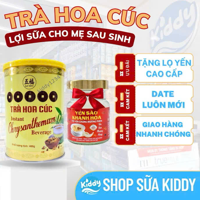[TẶNG LỌ YẾN] Trà hoa cúc lợi sữa Ngũ Phúc cao cấp 400g (date luôn mới)