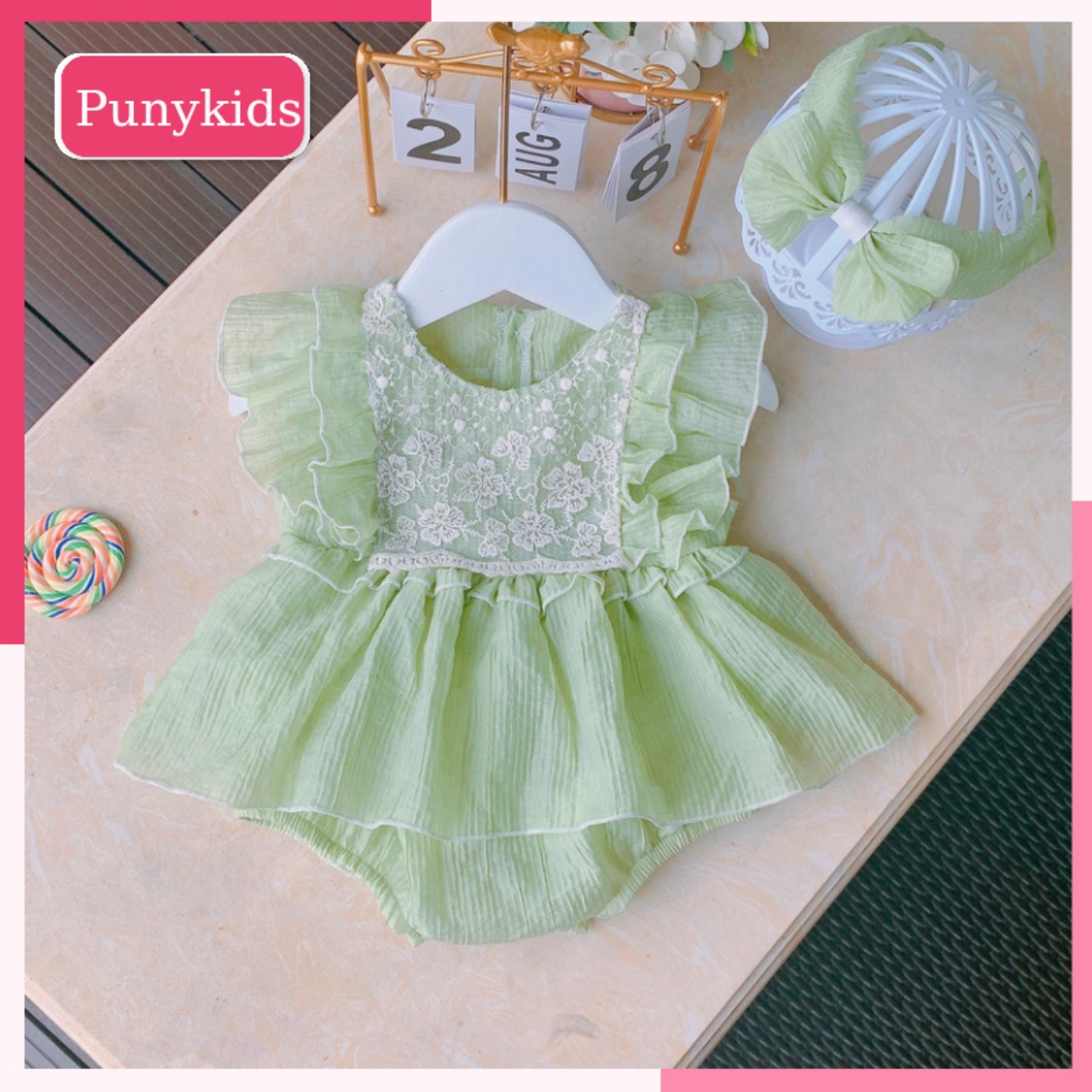Váy bé gái sơ sinh punykids. body đầy tháng cho bé tặng kèm mũ và tất. bodysuit cho bé sơ sinh 0-12 tháng - punykids