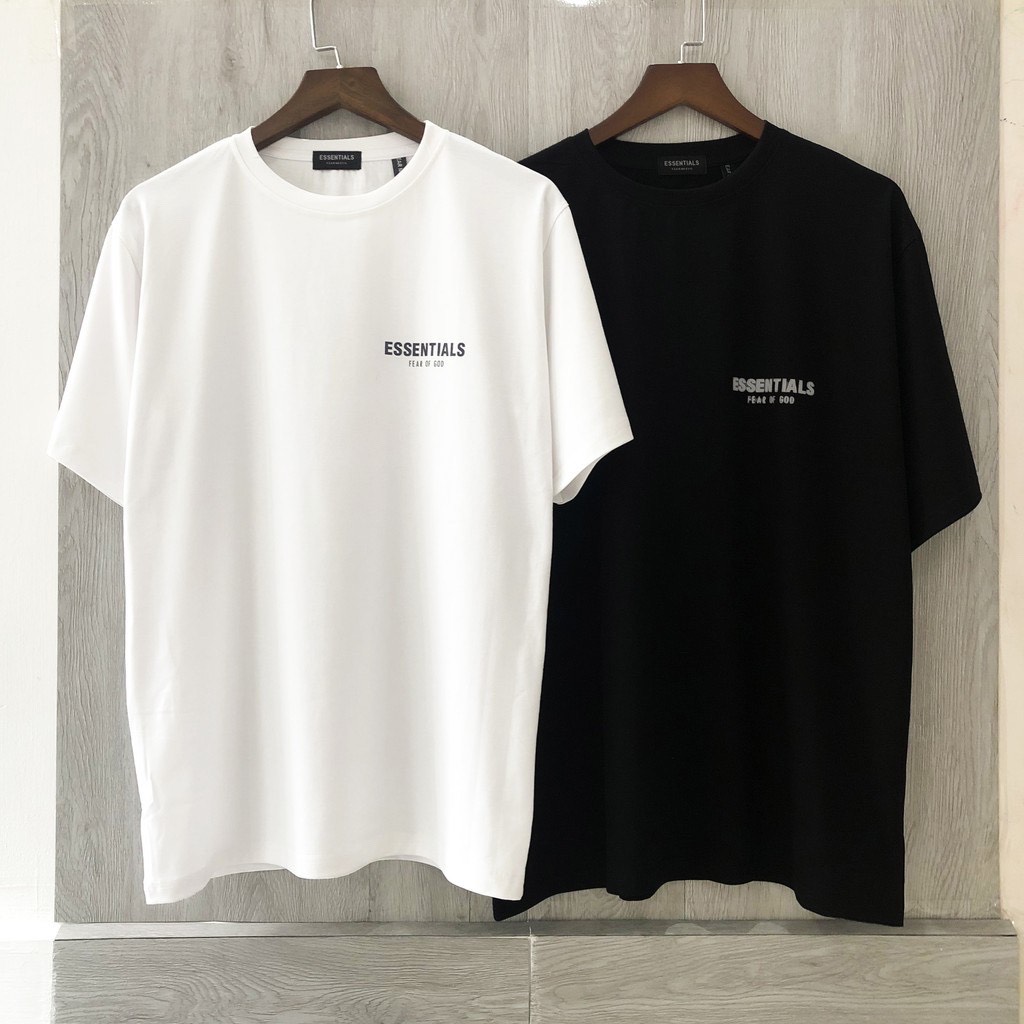 Áo thun nam nữ tay lỡ ESSENTIALS in ngực, áo phông nam oversize.