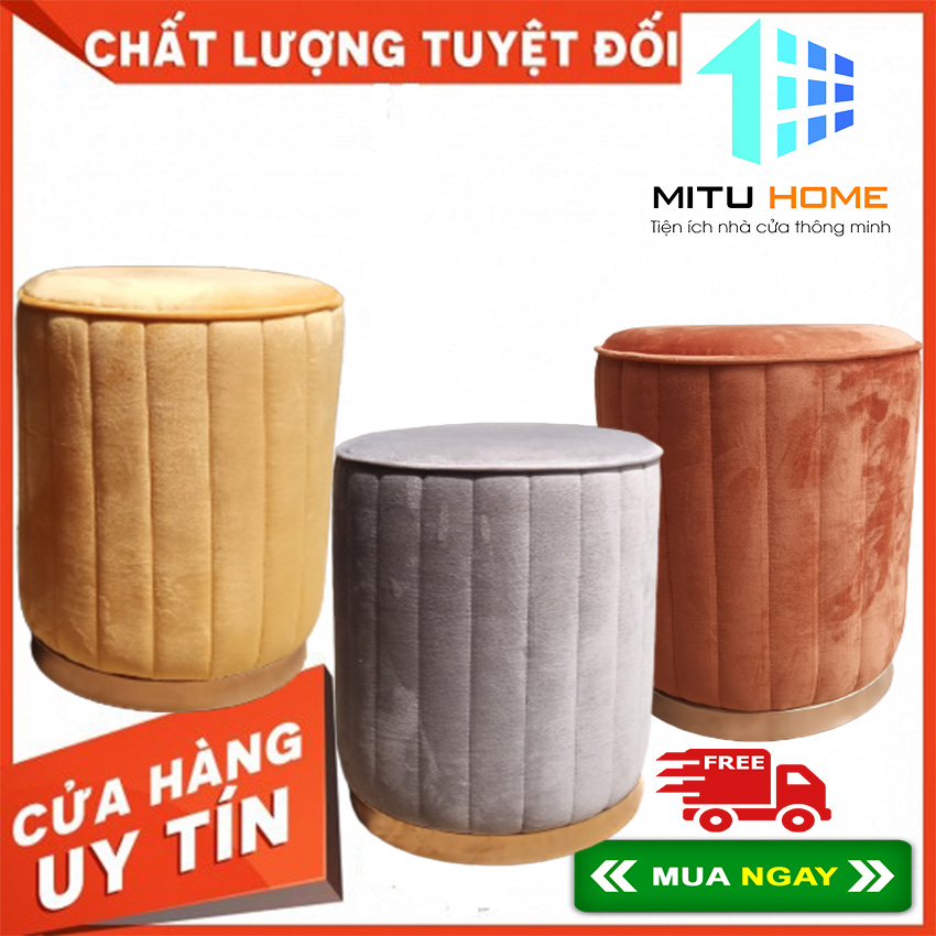 Ghế Đôn Sofa Tròn, Ghế Tròn Trang Điểm MITUHOME phong cách bắc âu để phòng ngủ phòng khách các tiệm nail, spa