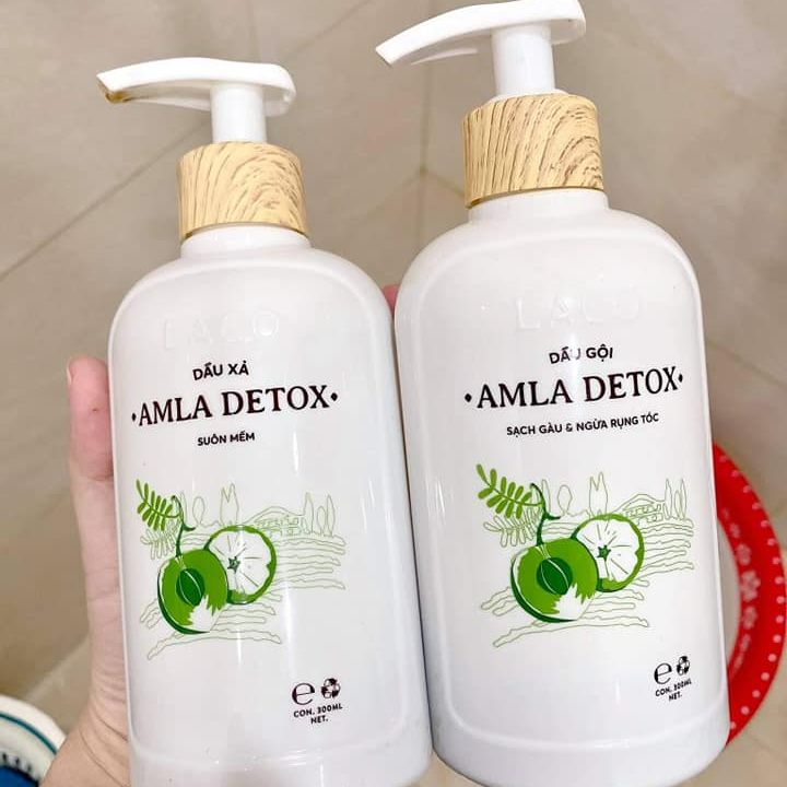 Combo bộ dầu gội và dầu xả Amla Detox Laco