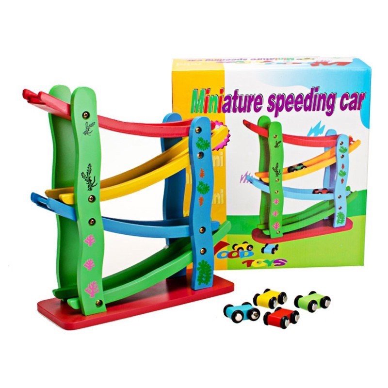 Đồ chơi xe cầu trượt 4 tầng bằng gỗ cao cấp đồ chơi gỗ đồ chơi thông minh mô hình đồ chơi- đồ chơi cho bé trai bé gái