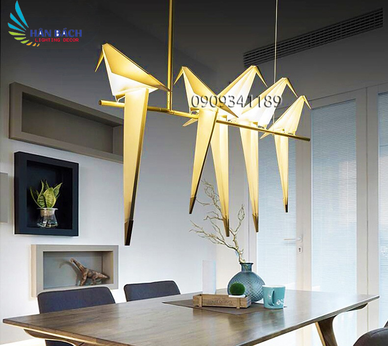 [HCM][Trả góp 0%] Đèn thả trang trí hình chim cao cấp phong cách Origami (5 chim)