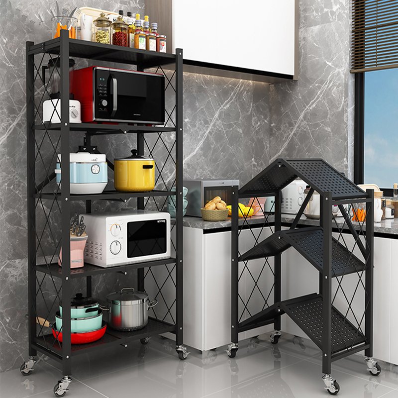 [ CÓ ẢNH THẬT] Kệ SẮT Đựng Đồ Đa Năng Gấp Gọn - Kệ nhà bếp kệ trang trí giá để sách - Giá để đồ sơn đen tĩnh điện 3 lớp - Có Bánh Xe Xoay 360 - Kệ Để Lò Vi Sóng - ĐA DẠNG KÍCH THƯỚC - Không cần lắp ráp