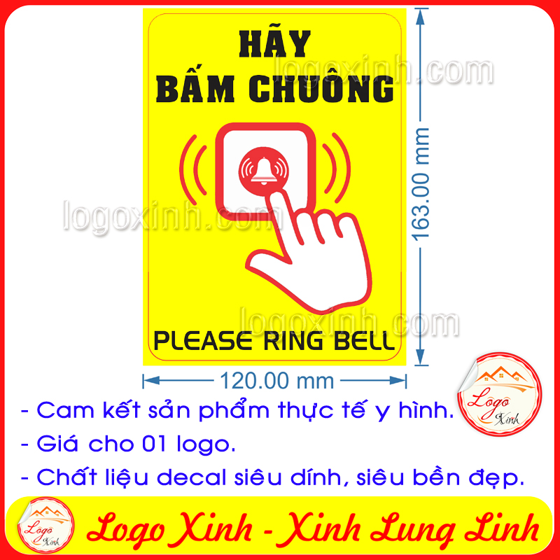 LOGO TEM STICKER HÃY BẤM CHUÔNG, VUI LÒNG BẤM CHUÔNG - PLEASE RING THE BELL