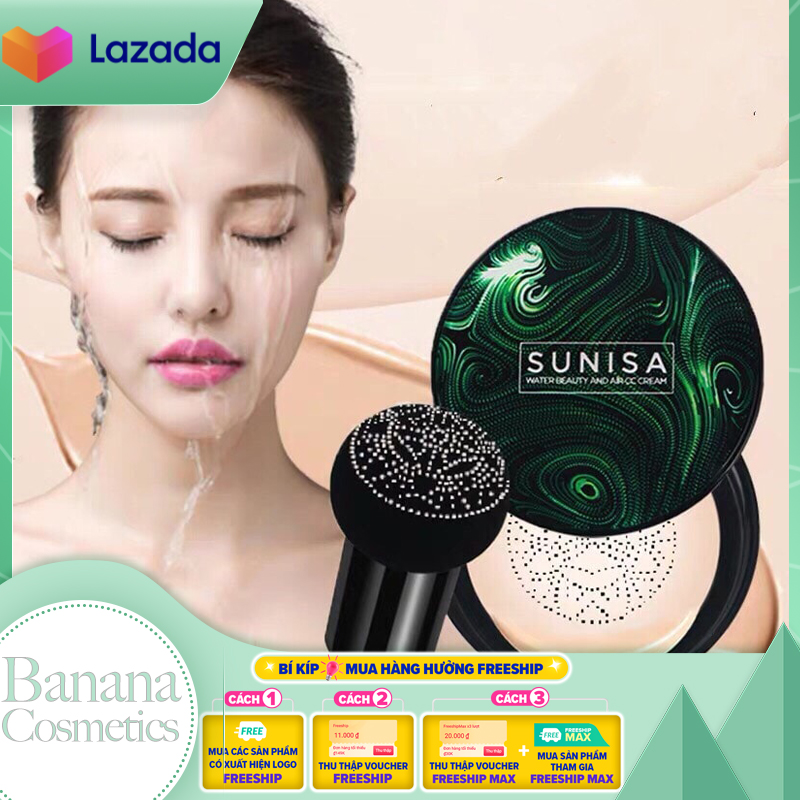 Phấn nước Sunisa che khuyết điểm, kiểm soát dầu, phấn che khuyết điểm Sunisa, kem che khuyet diem và kiem soat dau | Phấn nước Sunisa + Đầu Nấm Mút Tán Phấn Air Cushion
