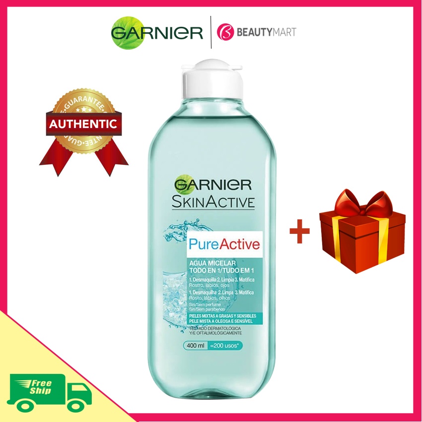 [Freeship+Tặng quà] Nước tẩy trang cho da dầu mụn Garnier SkinActive PureActive 400ml chính hãng Pháp - BeautyMart
