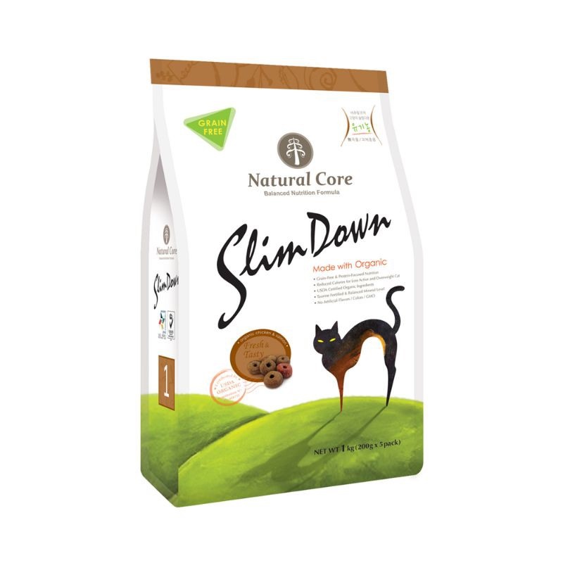 1kg :)thức ăn hữu cơ natural core slim down giảm cân cho mèo - được chứng nhận hữu cơ ecocert.