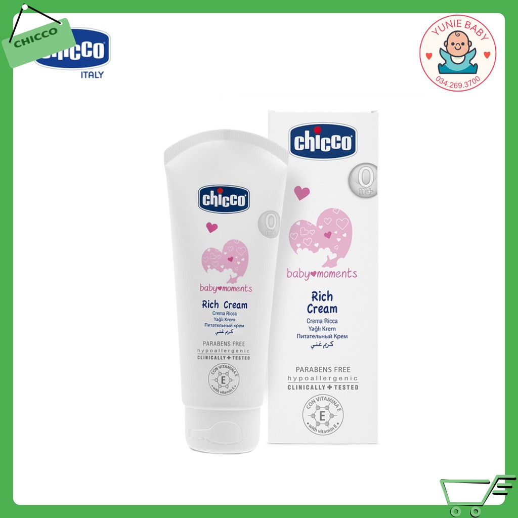 Kem dưỡng ẩm chứa Omega và vitamin E Chicco 100ml