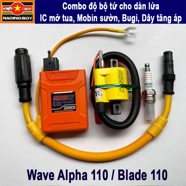 Combo độ bộ tứ dàn lửa cho wave alpha 110, blade 110 - kozi malaysia
