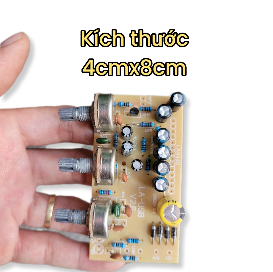 Mạch bass treble kèm công suất 12v la4440