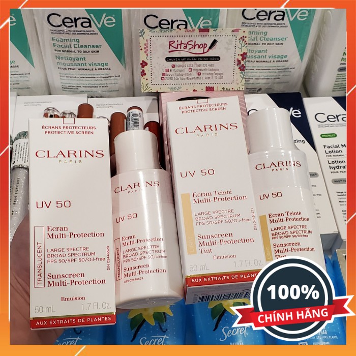 Kem chống nắng Clarins UV 50 Translucent & Light dành cho mọi loại da - Clarin sunscreen 50ml