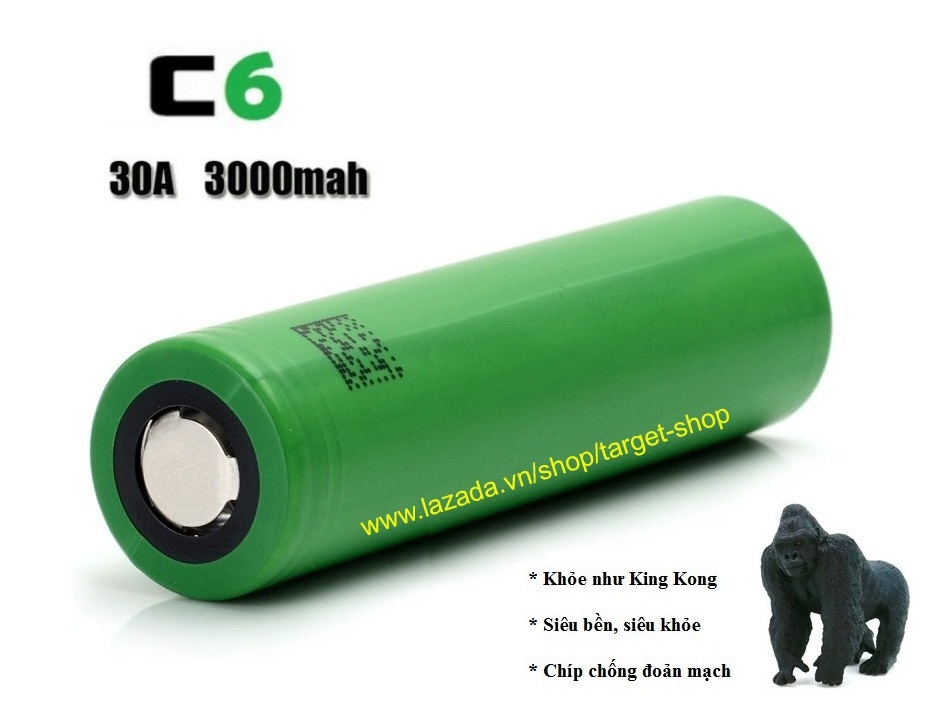 Pin sạc Lithium-Ion 18650 C6 18650 - Độ xả 30A, dung lượng 3000mAh (1 viên)