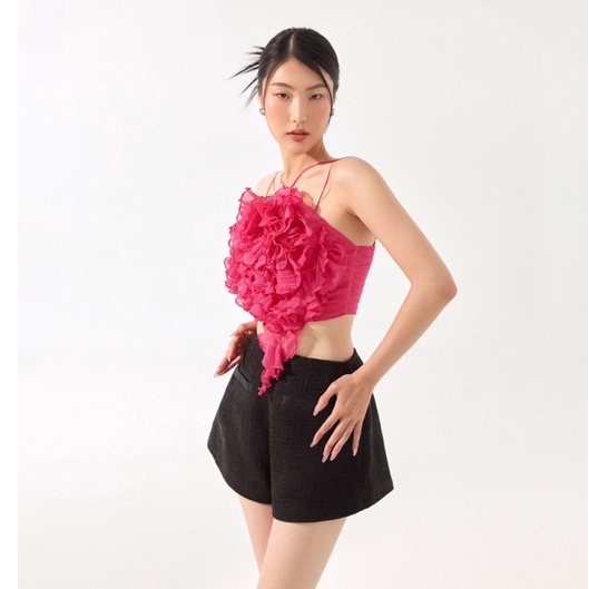 Áo crotop hoa cuộn hai dây chloverstudio rosie top