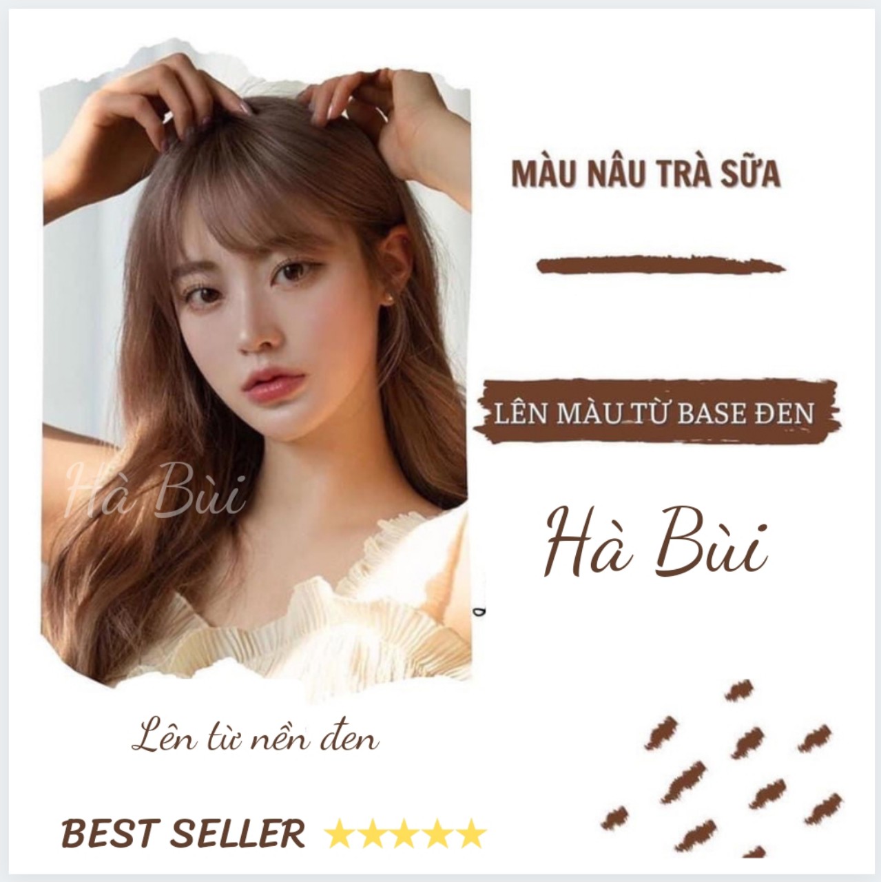 Thuốc Nhuộm Tóc Màu Nâu Trà Sữa Không Cần Tẩy, Tặng Oxy Trợ Nhuộm ,( Mỹ Phẩm Hà Phong 1)