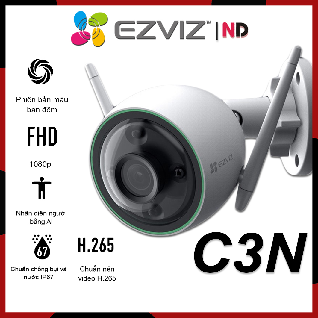 Camera Ngoài Trời Wi-Fi 2MP EZVIZ C3N HD 1080P Màu Ban Đêm