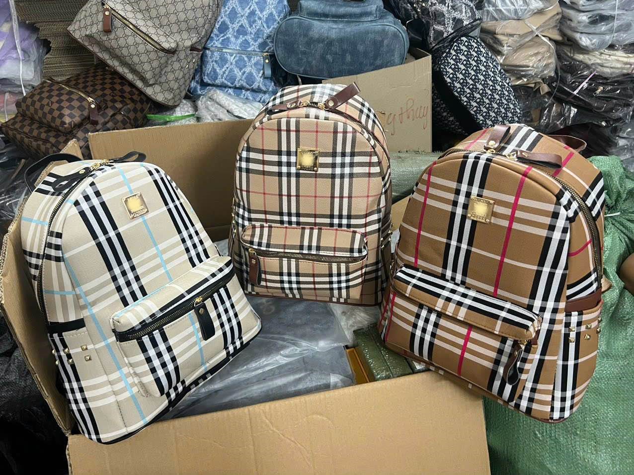 Balo thời trang đi học, balo nam nữ kẻ br size 40