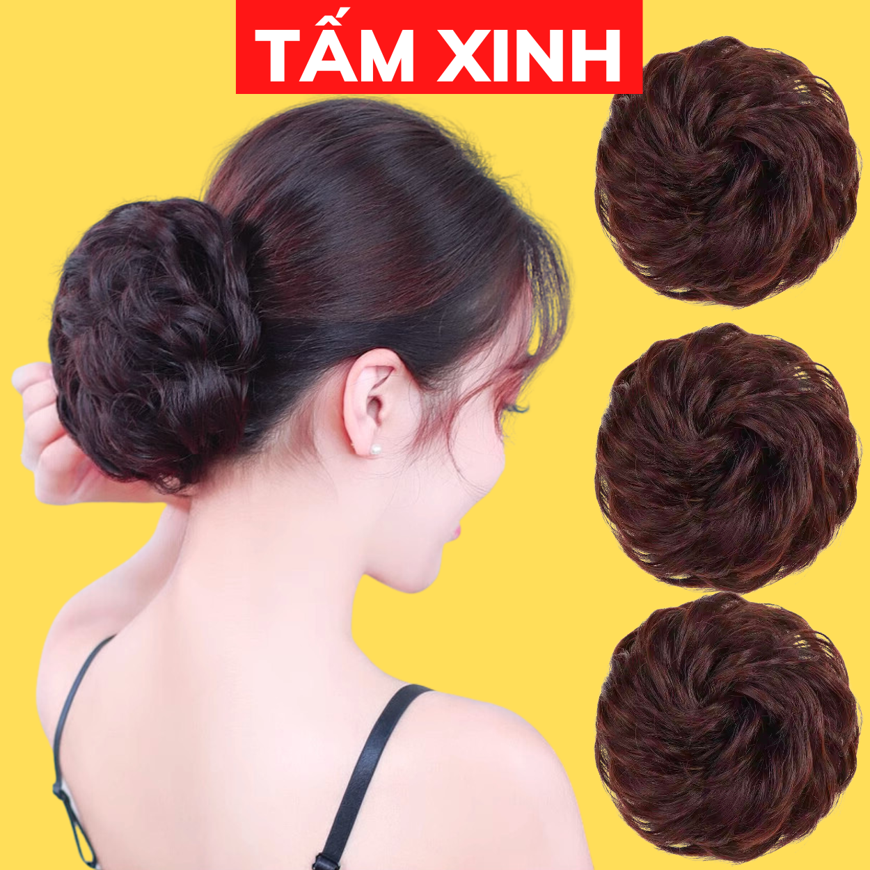 Búi tóc rối trung niên chất liệu tóc giả cao cấp loại dầy đẹp - Bui rối