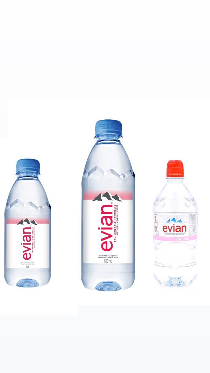 Nước suối Evian Pháp chai 330ml, 500ml, 750ml nắp thể thao