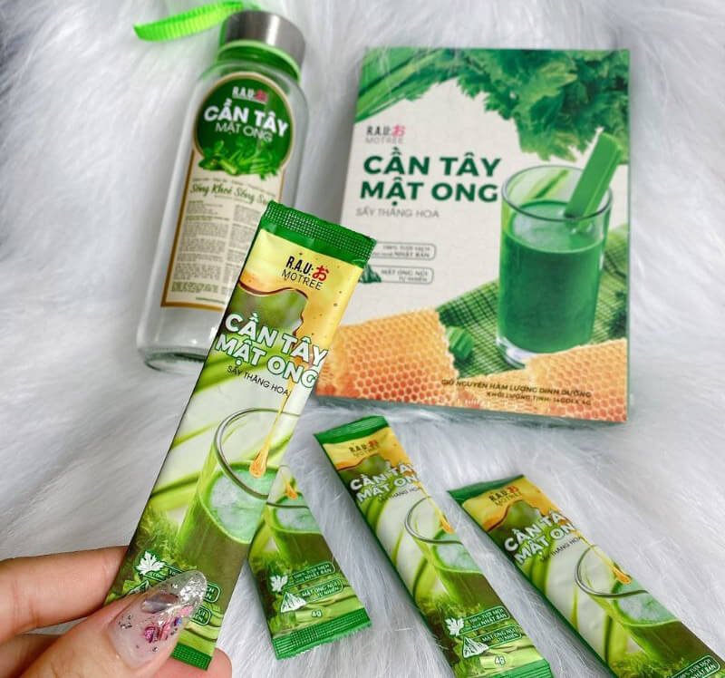 Bột cần tây mật ong motree mẫu mới giúp giảm cân hết mụn sáng da đẹp dáng đào thải mỡ thừa thanh lọc cơ thể