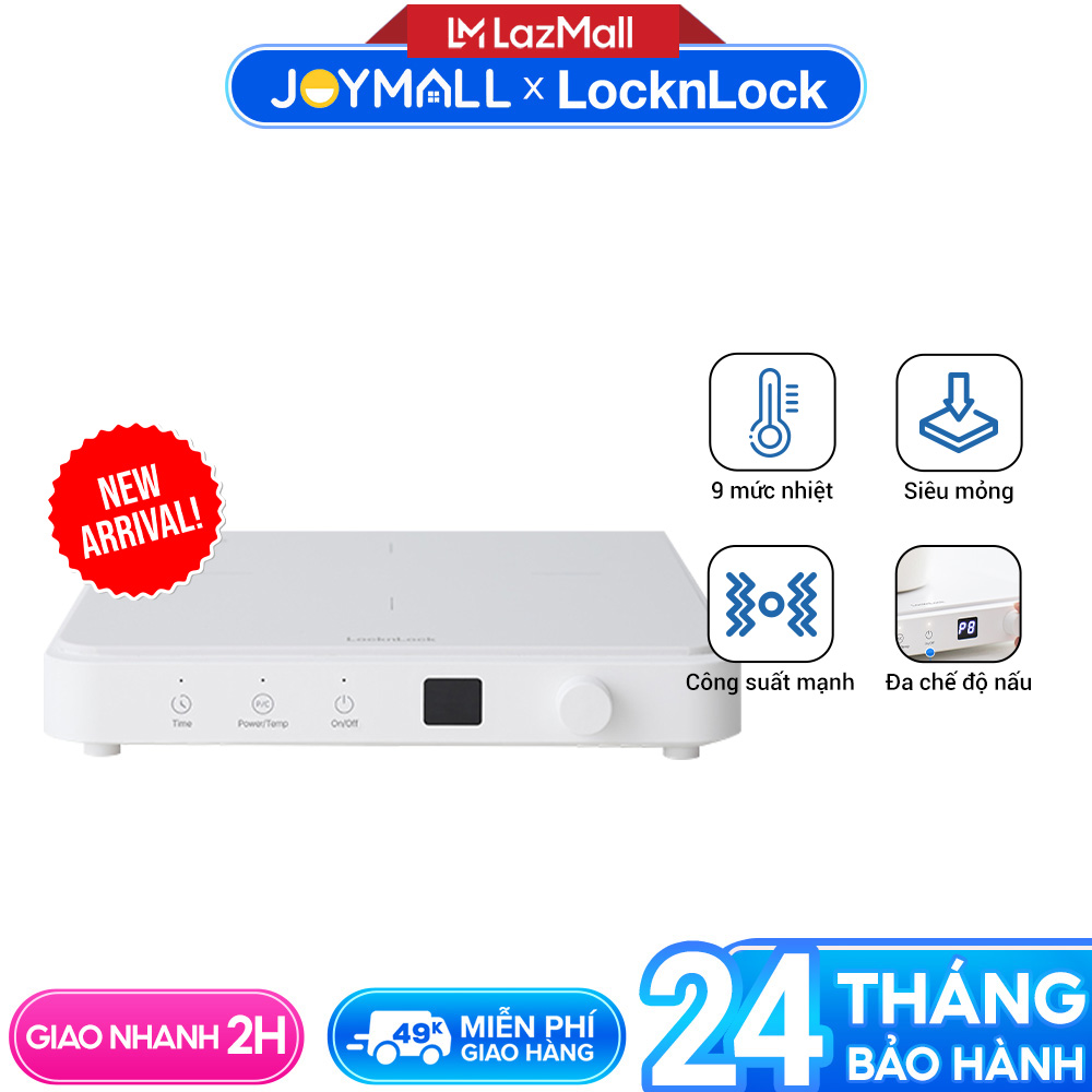 Bếp điện từ LocknLock Bianco EJI146WHT, Hàng chính hãng, Thiết kế siêu mỏng, Công suất mạnh, Đa chế độ nấu - JoyMall