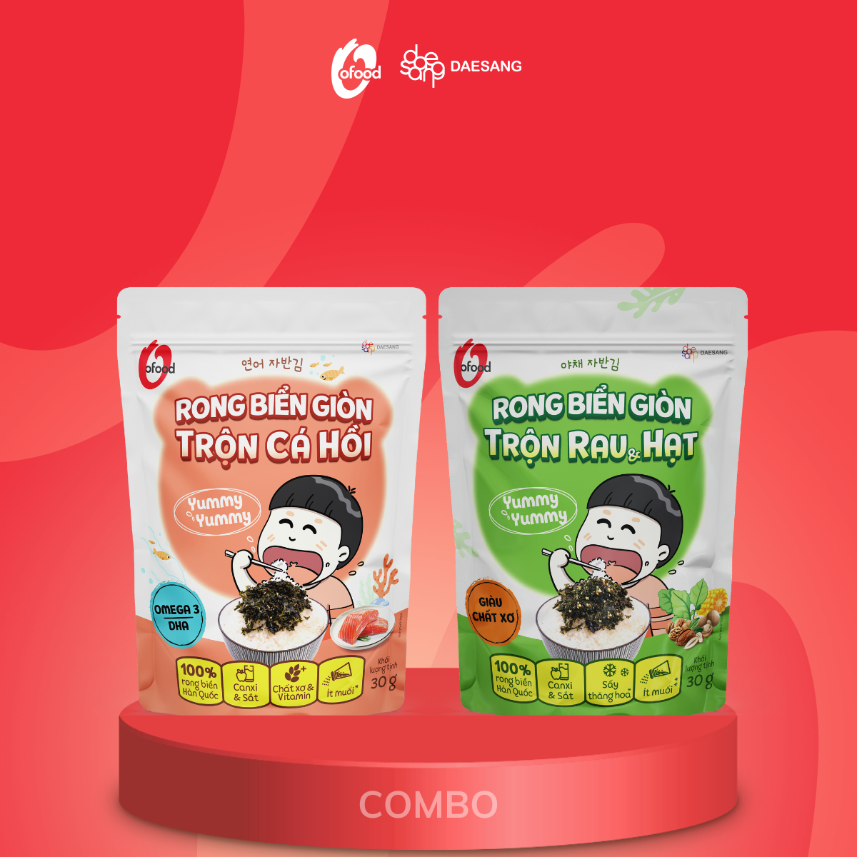  Rong biển giòn trộn cá hồi rau&hạt OFood 30g dành cho bé 