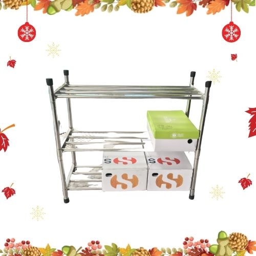 Kệ đồ dùng xếp gọn, inox 3 tầng BAN MAI, kệ lắp ráp đa năng