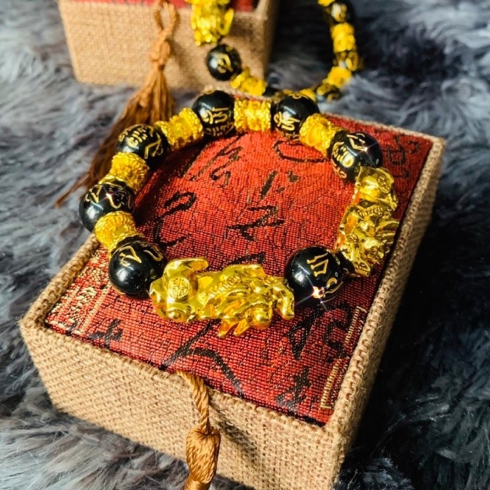 (VÒNG TÀI LỘC CHO NAM) Vòng Tay Tỳ Hưu Hạt Đá Phong Thủy Tài Lộc – Mẫu cao cấp 2 tỳ hưu