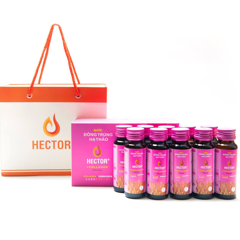 (MỚI) Đông trùng hạ thảo HECTOR COLLAGEN (10 Chai X 50ml) Trắng da, Trẻ hóa & tăng cường sức khỏe, giảm nám hiệu quả