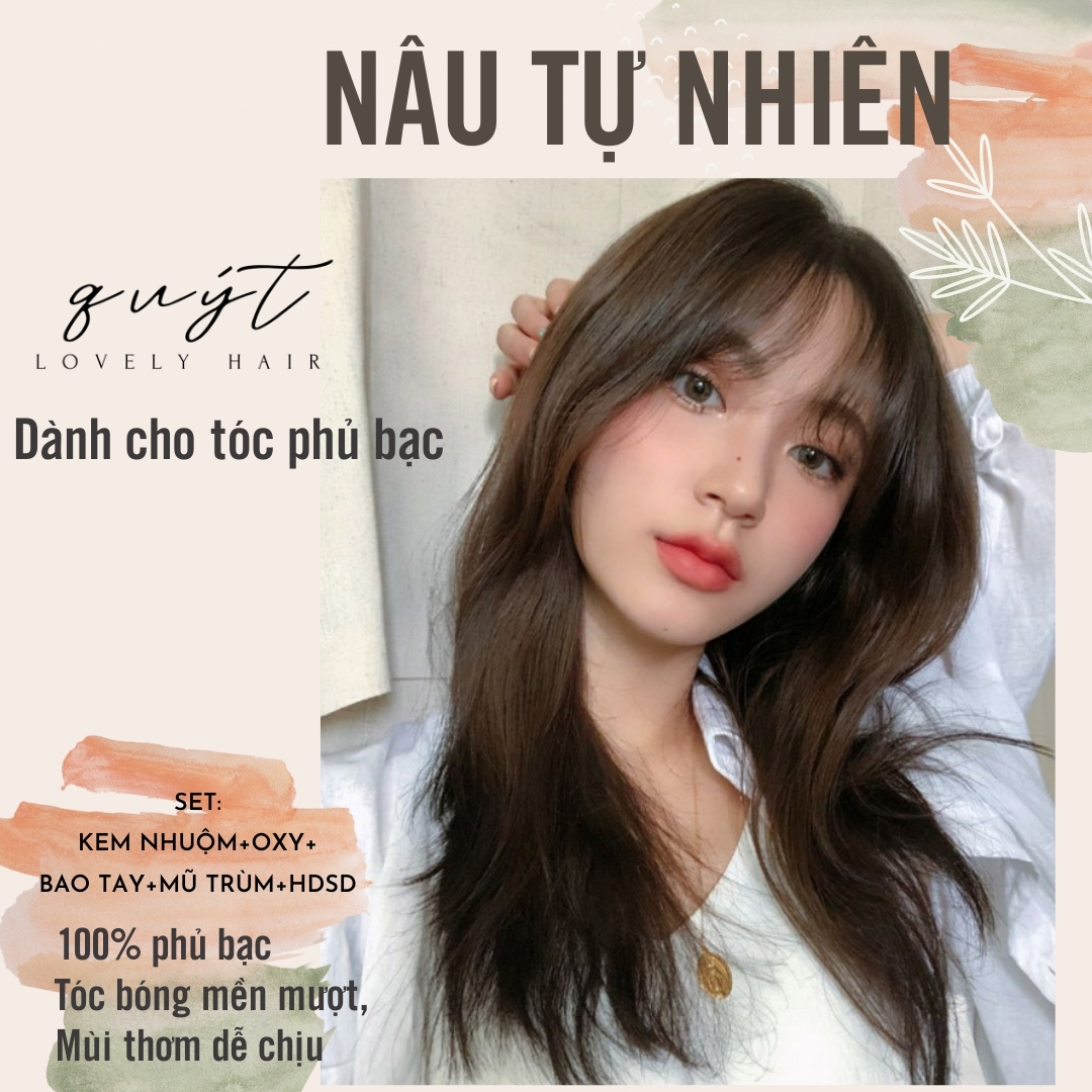 Thuốc nhuộm tóc màu Nâu Tự Nhiên tặng Oxy trợ nhuộm.
