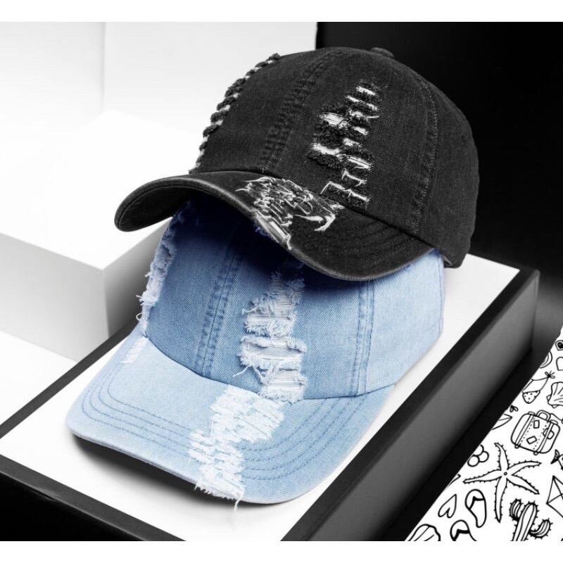Nón kết jeans tua bụi bặm - mũ jeans cá tính thời trang