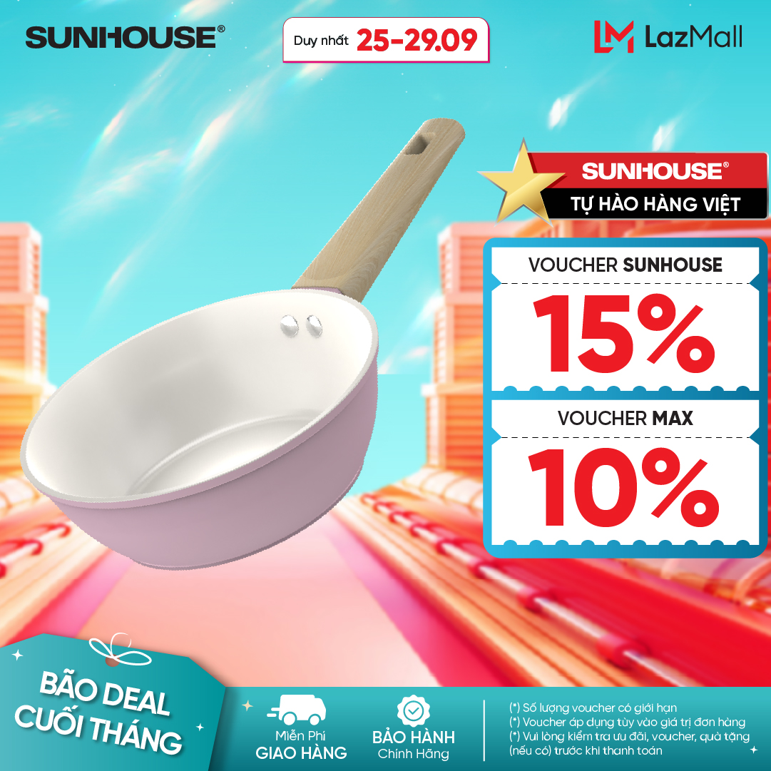 Chảo phủ sứ Nano đáy từ Sunhouse Healthy SHG20-24-26MP - Chống dính Nano Ceramic - Bắt từ nhanh - Màu sắc trendy