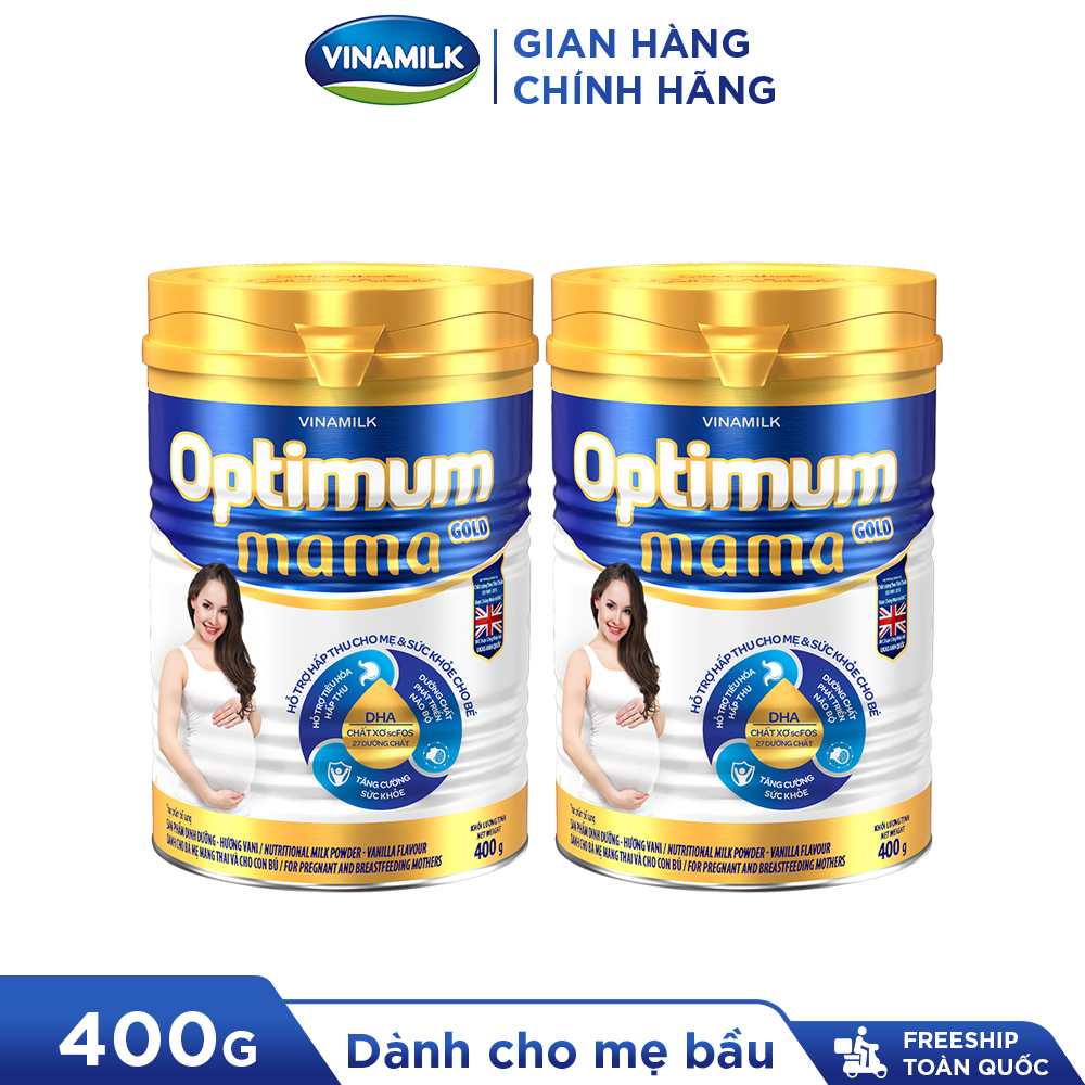 2 Hộp Sữa bột Optimum Mama Gold - Hộp thiếc 400g - Sữa tốt dành cho bà bầu