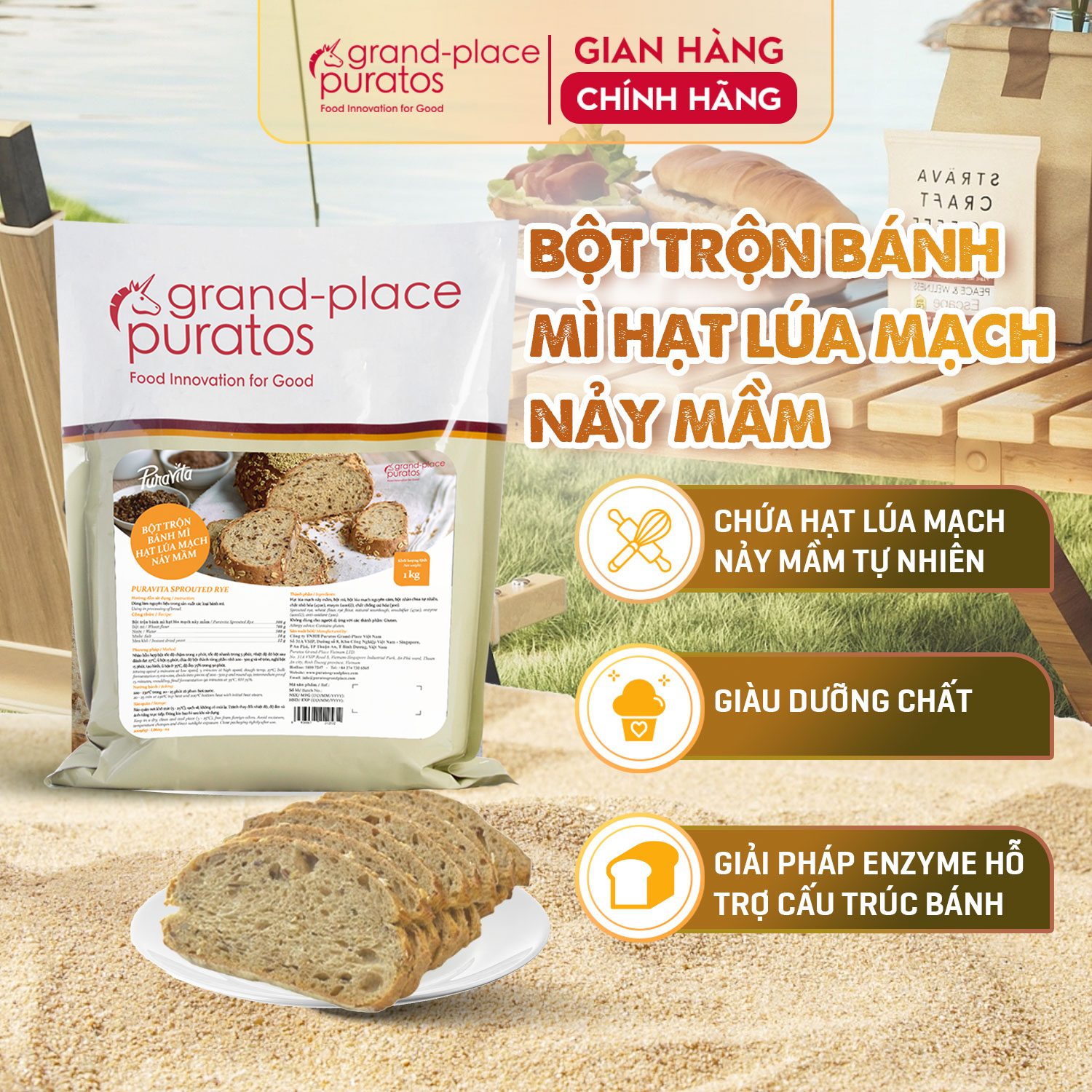 Bột trộn bánh mì puratos grand-place vn hạt lúa mạch nảy mầm puravita sprouted rye_1kg-4015573