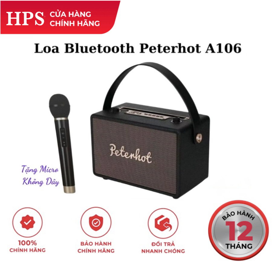 Loa Karaoke Bluetooth PETERHOT A106 - Micro Không Dây Hát Siêu Hay