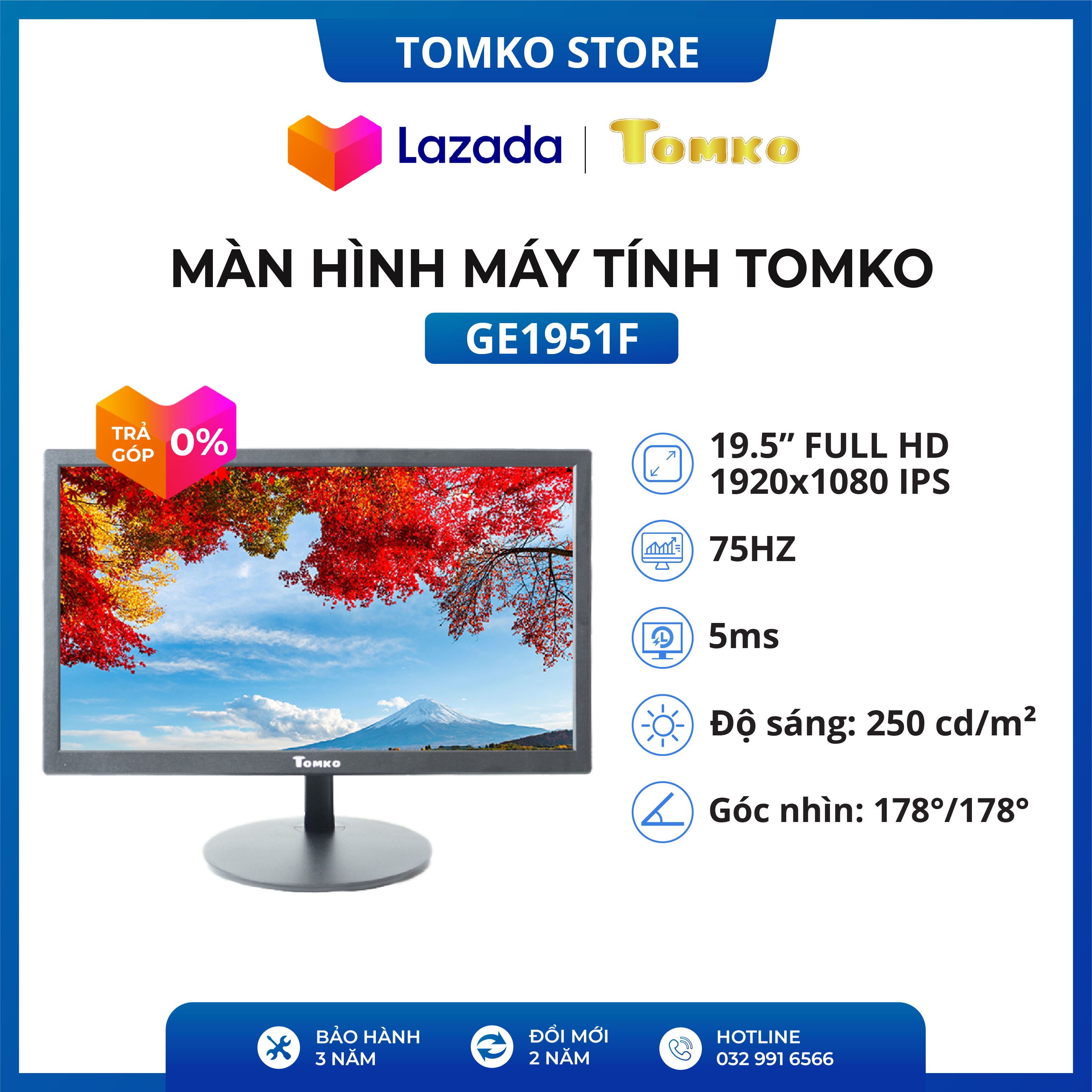 Màn hình máy tính 20 inch tomko ge1951f - chính hãng bảo hành 3 năm