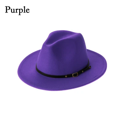 DOYOURS Vintage with Belt Buckle Wide Brim Autumn Winter Panama Jazz Hat Felt Fedora Hats Outback Hat Cowboy Hat (5)