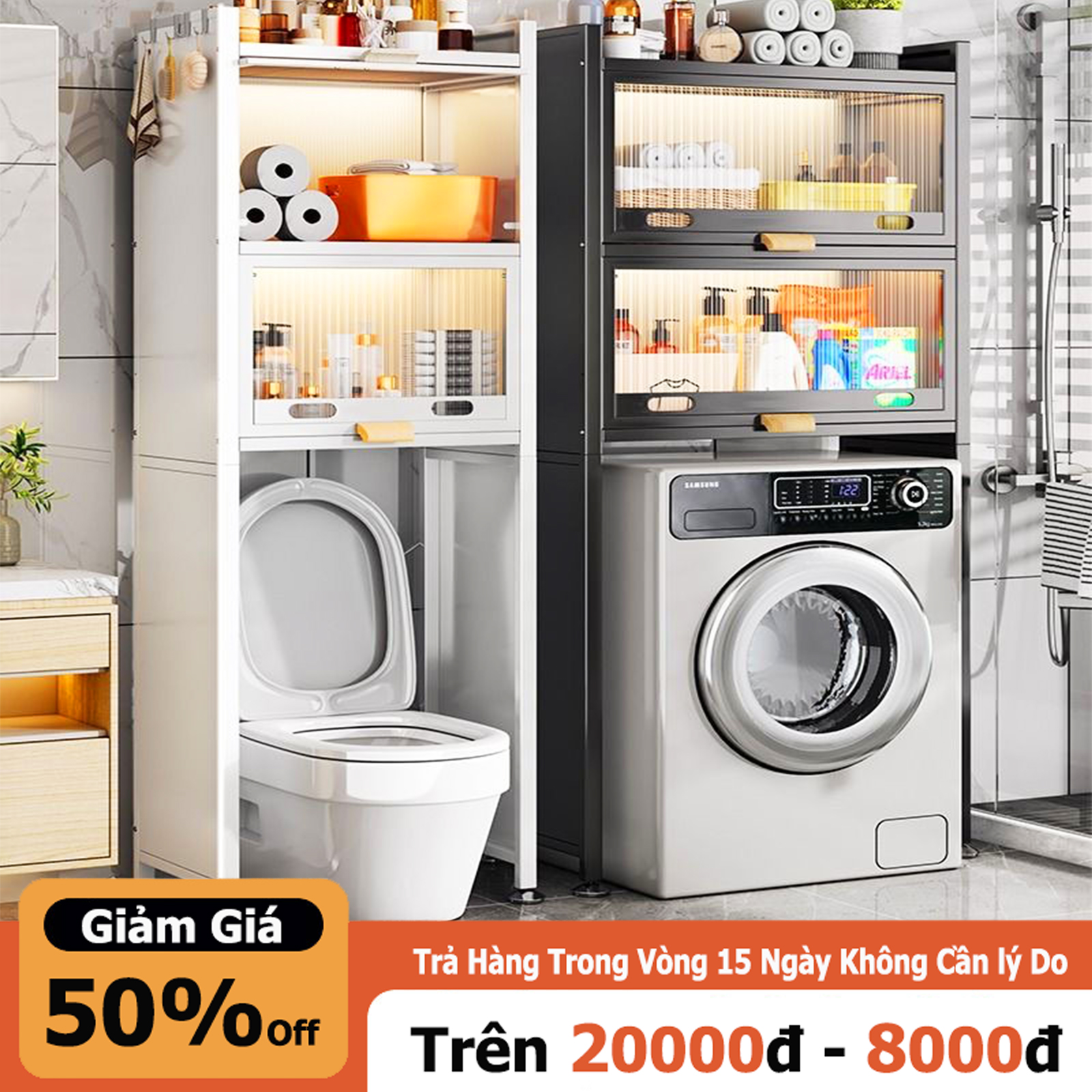 Miki kệ nhà vệ sinh bồn cầu 2/3 tầng, giá để đồ máy giặt cao cấp giá để đồ nhà tắm ngăn nắp tiện lợi