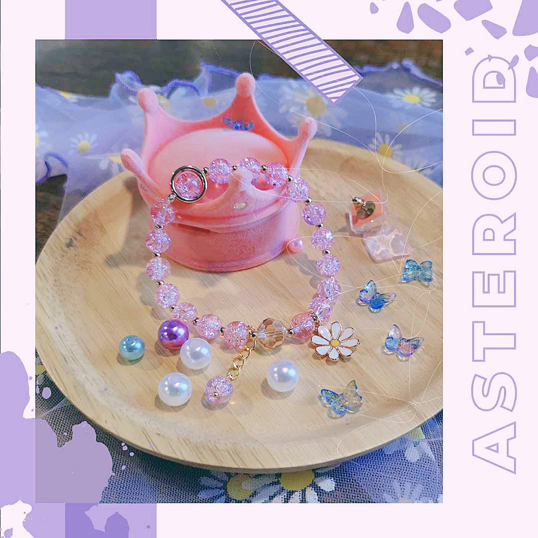 Vòng Lắc Tay Chuỗi Hạt Đá Phối Hình Hoa Cúc Thời Trang Vintage Retro Mới Asteroid Accessories