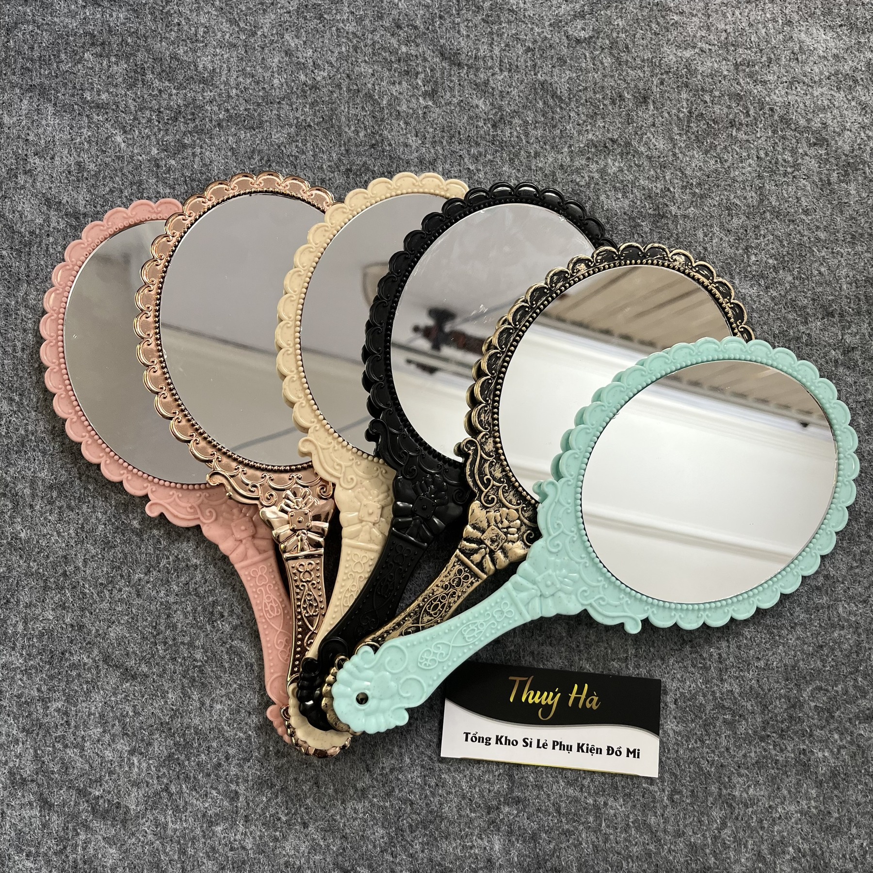 (Loại 1) Gương Hoàng Cung_Gương soi trang điểm cầm tay ,nối mi dụng cụ nối mi Thúy Hà