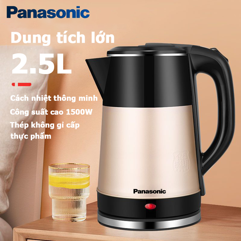 Panasonic Electric Kettle - Super Fast Kettle - 2.5L Capacity Kettle 1500W Capacity Saves Electricity Excellent Heat Resistant 2-Layer Shell Design - 304 Stainless Steel Core Electric Kettle - Safe Insulation