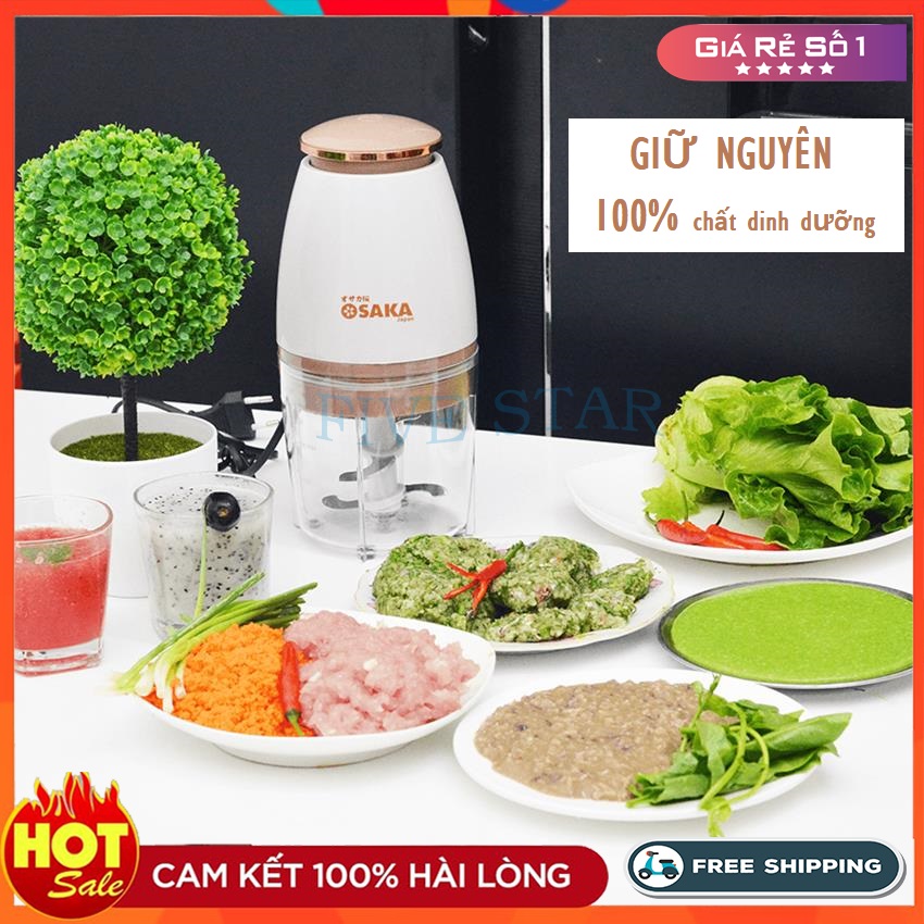 Máy xay đa năng osaka xay thịt, tôm, cua, rau củ, cối 0,7 lít, tự ngắt khi quá tải an toàn điện - máy xay thịt gia đình, máy xay cháo cho em bé - bảo hành uy tín, lỗi 1 đổi 1 - five star