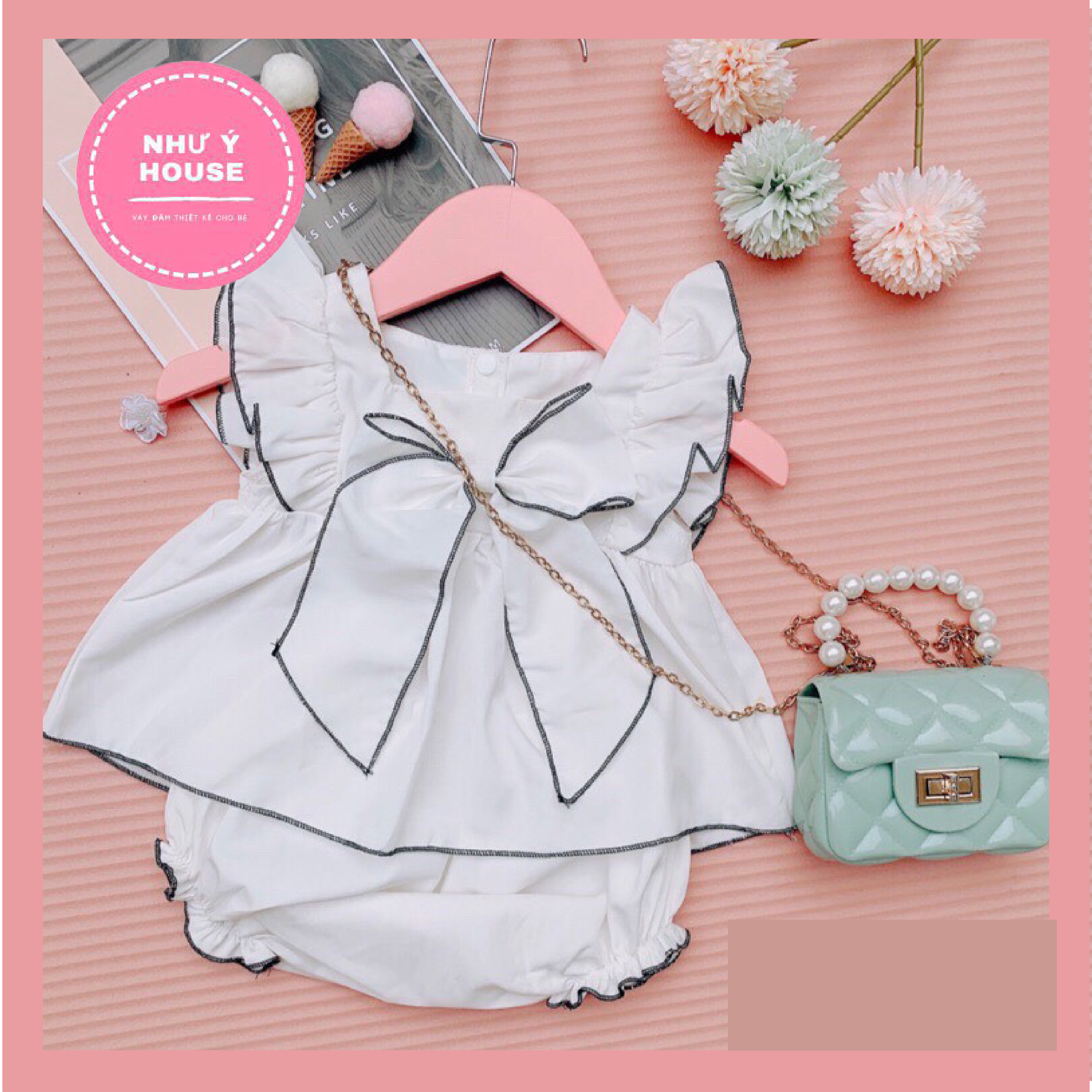 Sét bộ váy trắng cho bé gái dễ thương ️🎯FREESHIP ️🎯Set đồ trẻ em THIẾT KẾ💞NHƯ Ý HOUSE'S- sét bộ trắng
