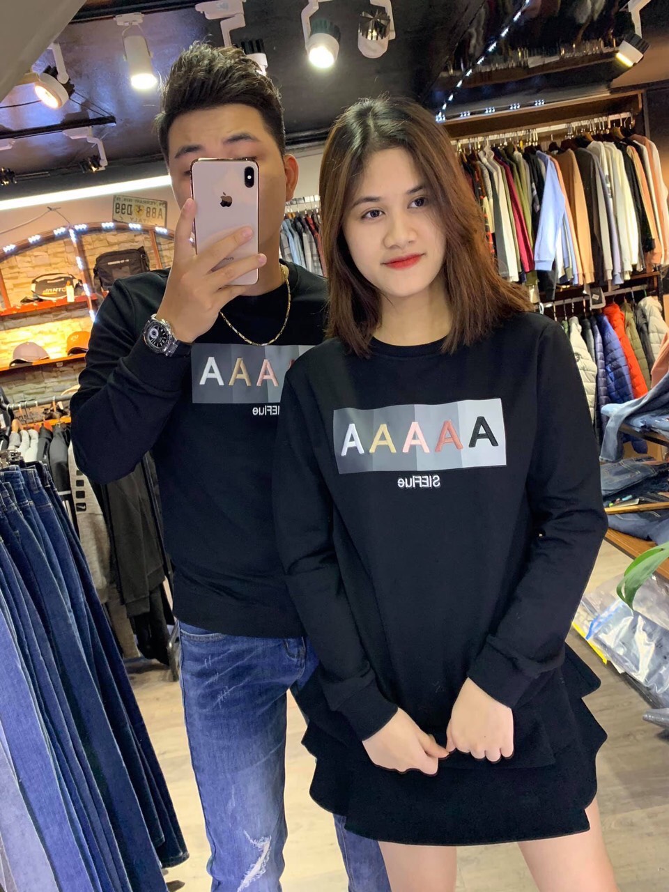 ÁO THUN CẶP NAM NỮ TAY DÀI CỔ TRÒN 100% THUN COTTON CAO CẤP STT S8